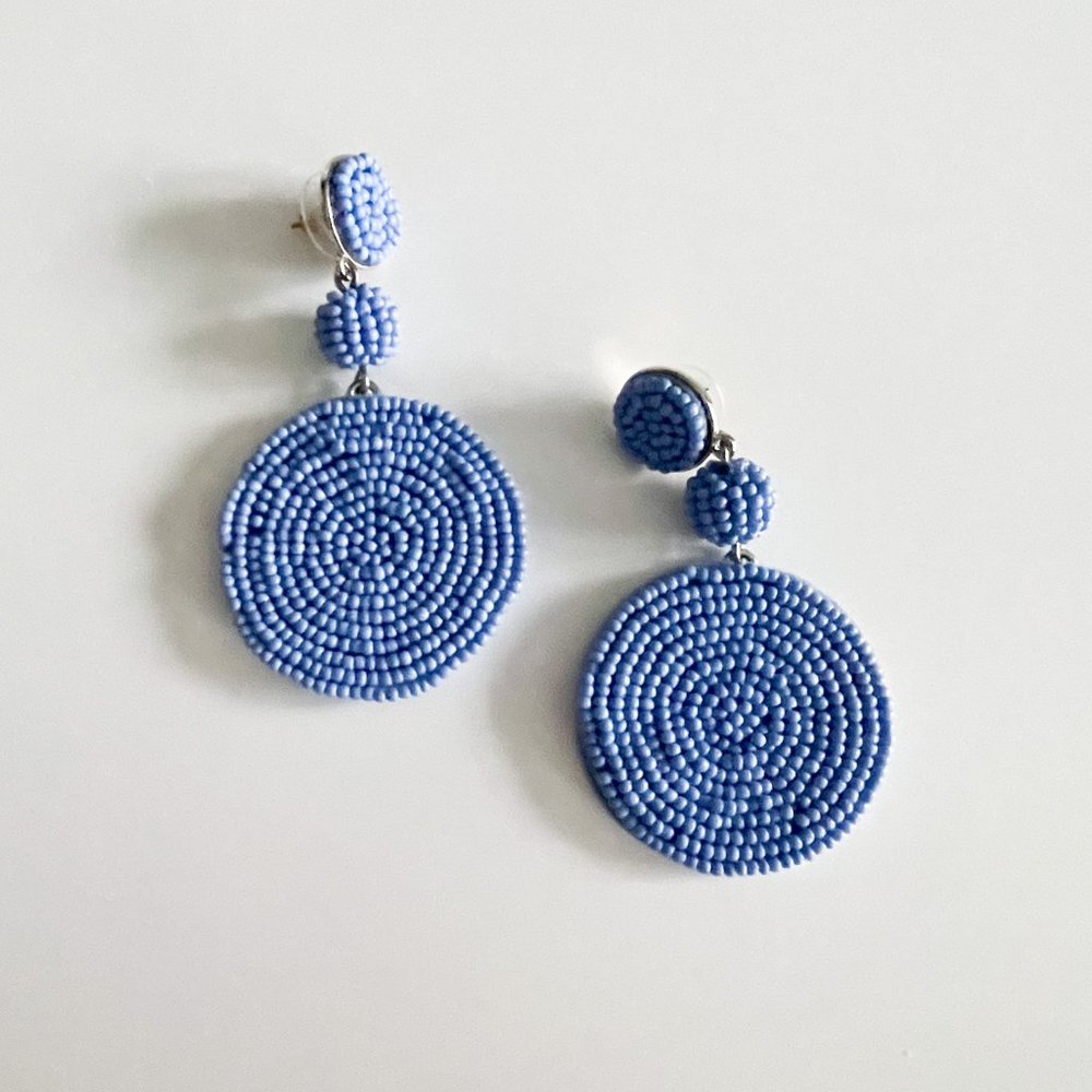 J. Crew Factory Large Circle Beaded Statement Earrings (Blue)